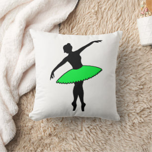 Green Tutu Ballet Dancer Ballerina Dance Teacher Throw Pillow