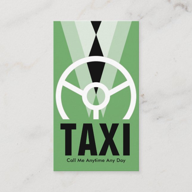 Green Tuxedo Chauffeur Taxi Business Card (Front)