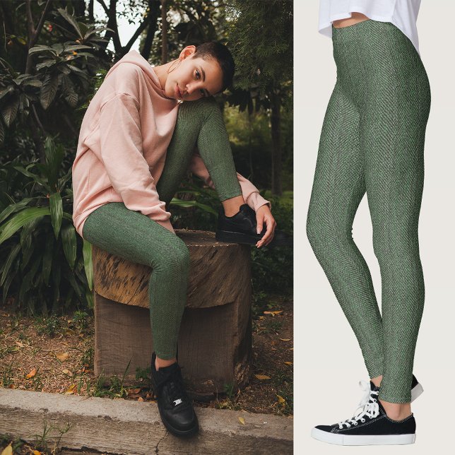 Green Tweed Texture Image Leggings (Green Tweed Texture Image Leggings)