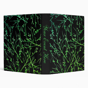 Green Twigs on Black  Binder