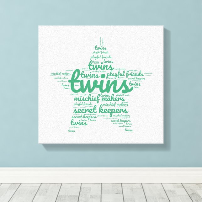 Green Twin Star  Canvas Print (Insitu(Wood Floor))