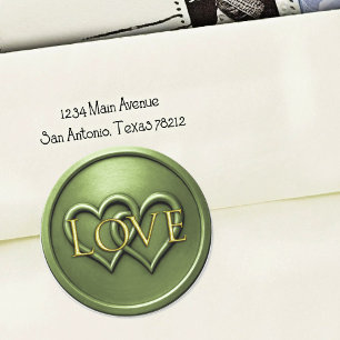 Green Two Hearts Intertwined Wedding Classic Round Sticker