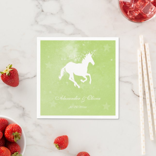 Green Unicorn Bridal Shower Napkin (Insitu)
