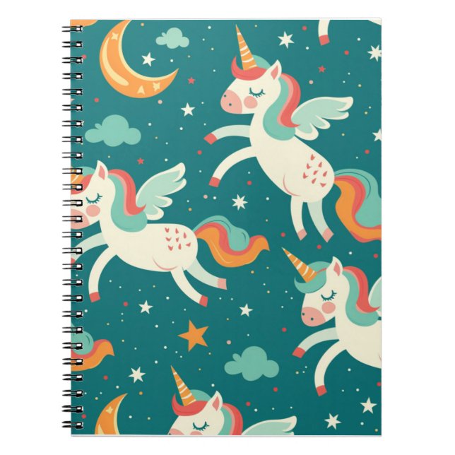 Green Unicorn for Kids Notebook (Front)