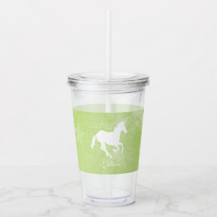 Green Unicorn Personalized Acrylic Tumbler