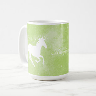 Green Unicorn Personalized Coffee Mug