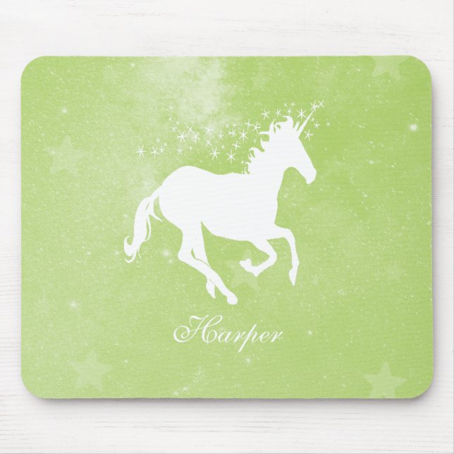 Green Unicorn Personalized Mouse Pad (Front)