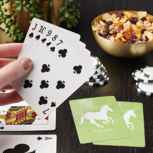 Green Unicorn Personalized Playing Cards