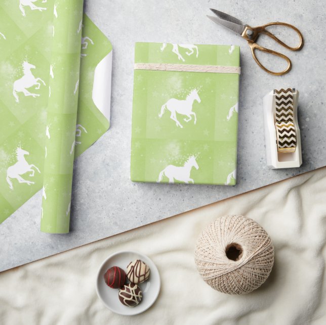 Green Unicorn Wedding Wrapping Paper (Crafts)