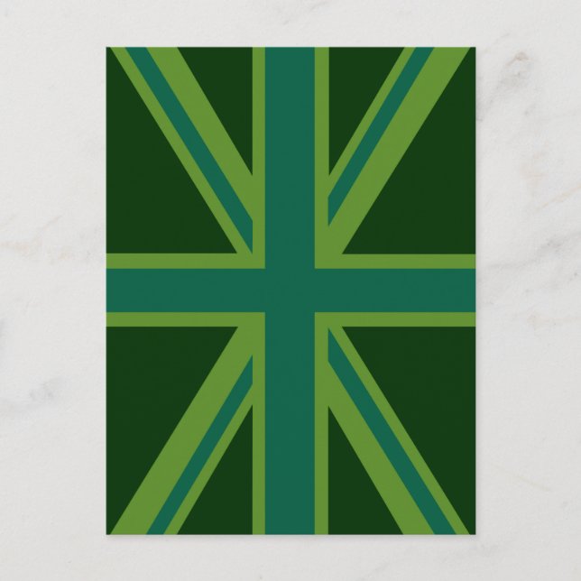 Green Union Jack Flag Decor Postcard (Front)