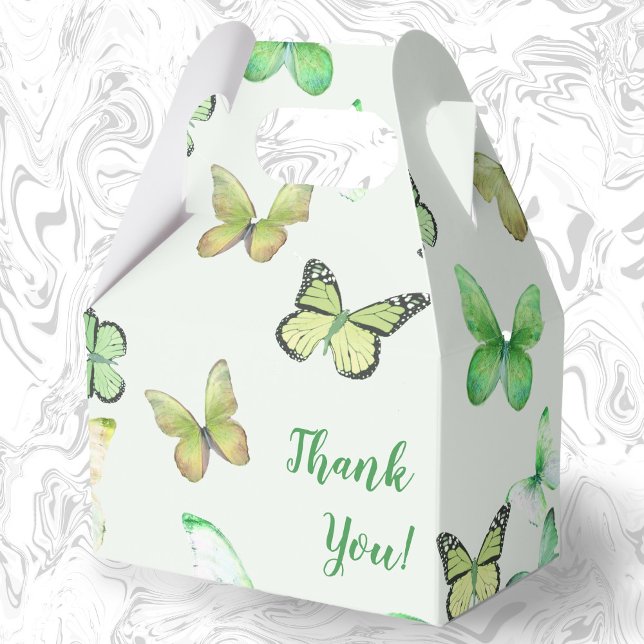 Green Unisex Butterfly Baby Shower Thank You Favor Box (Creator Uploaded)