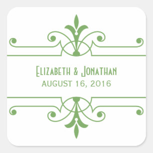 Green v2 Fancy Ornamental Wedding Stickers