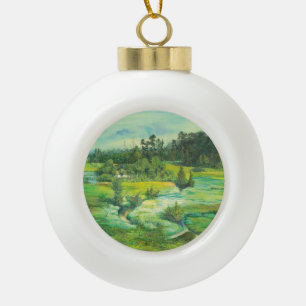 green valley ceramic ball christmas ornament