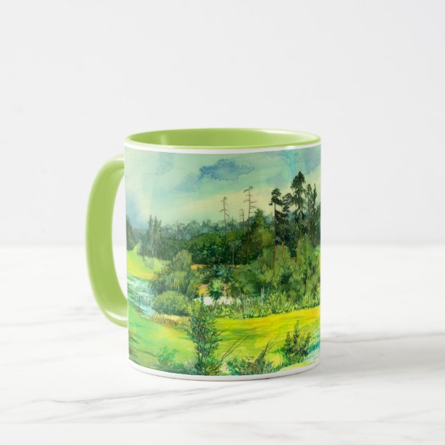 green valley painting Watercolor   Mug (Front Left)