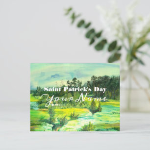 green valley painting Watercolor  Postcard
