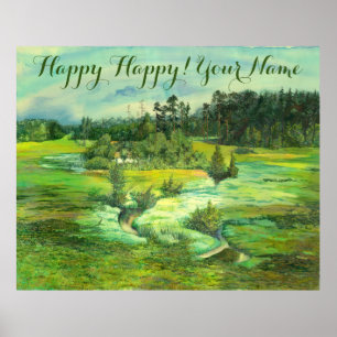 green valley painting Watercolor Poster