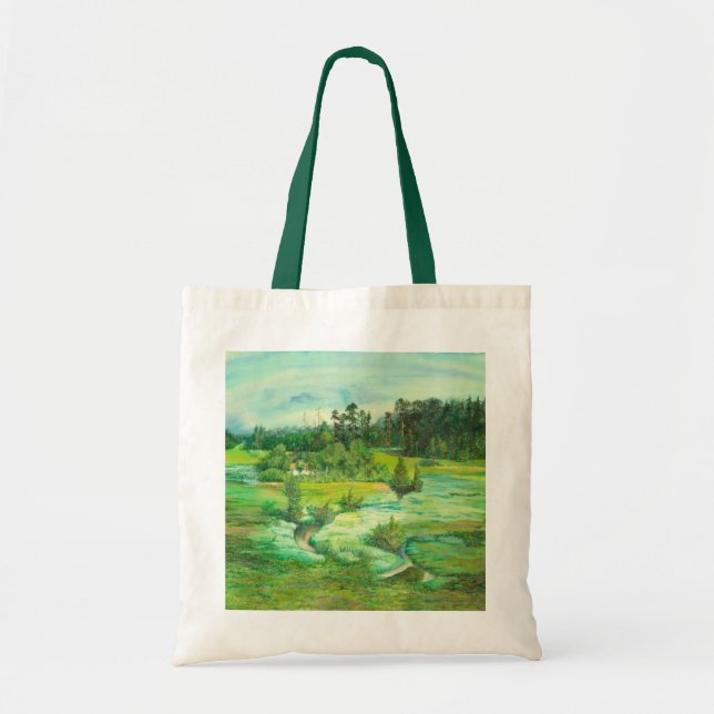green valley painting Watercolor Tote Bag (Front)