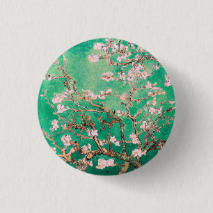 Green Van Gogh Almond Blossoms 1 Inch Round Button
