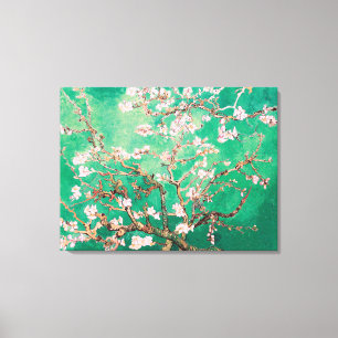 Green Van Gogh Almond Blossoms Canvas Print