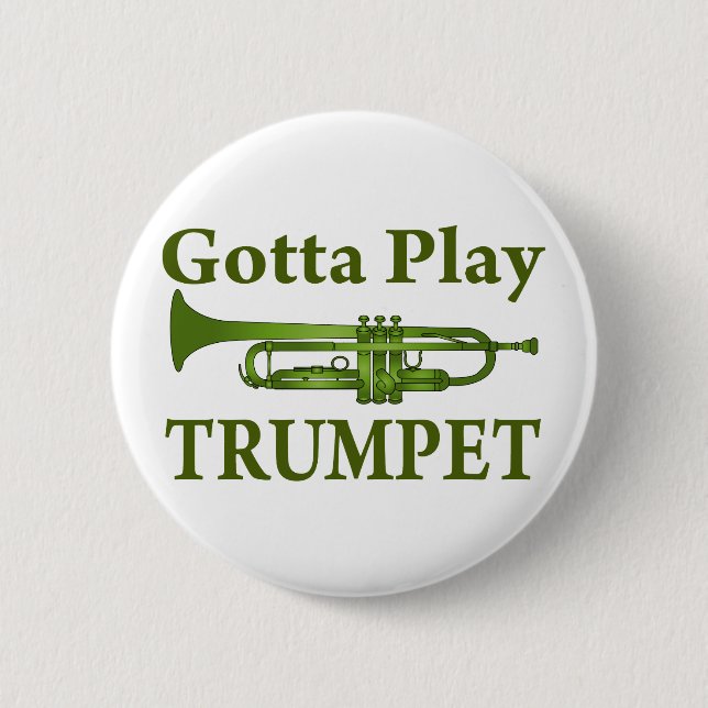 Green Variegated Gotta Play Trumpet Gift 2 Inch Round Button (Front)