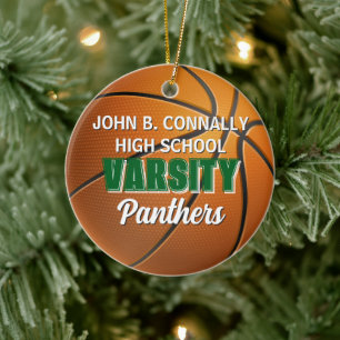 Green Varsity Basketball Team Customized Christmas Ceramic Ornament