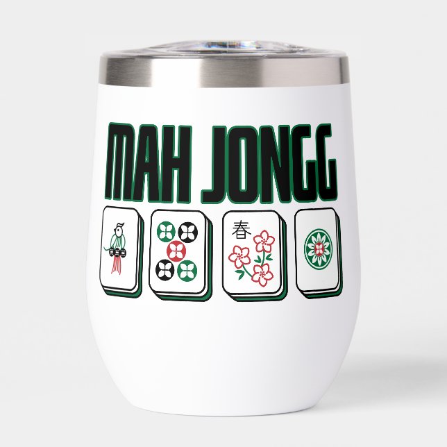 Green Varsity Block Alphabet and Tiles Mah Jongg (Front)