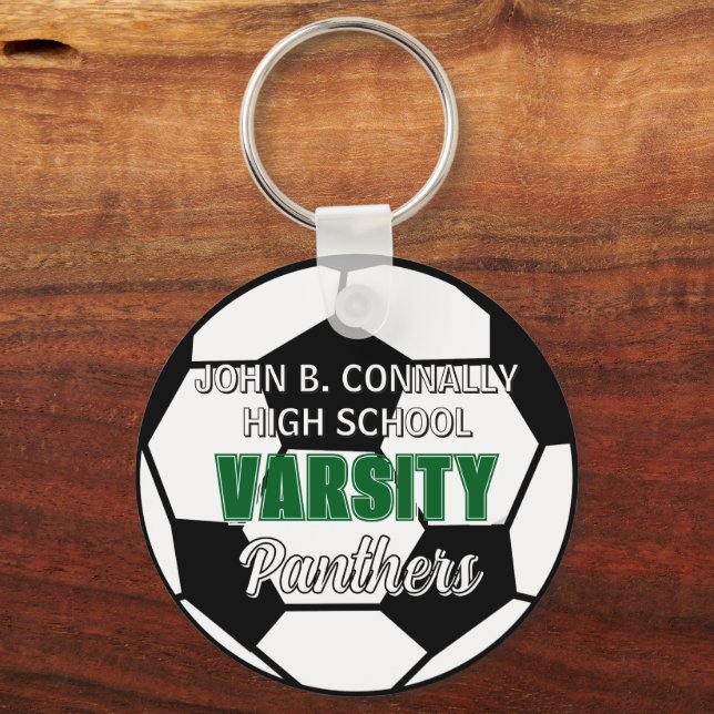 Green Varsity Soccer Custom High School Keychain (Front)
