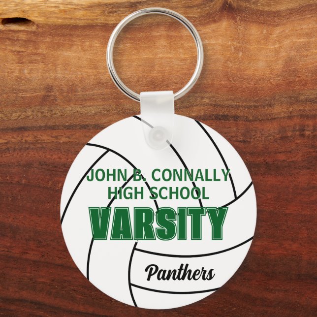 Green Varsity Volleyball Custom High School Team Keychain (Front)