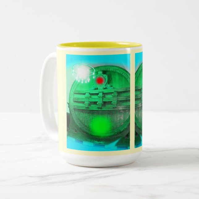 Green vault entrances art Two-Tone coffee mug (Front Left)