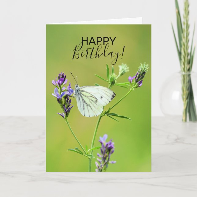 Green Veined White Butterfly Card (Front)
