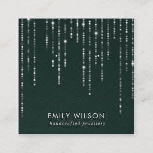 GREEN VELVET STRING LIGHTS STUD EARRING DISPLAY  SQUARE BUSINESS CARD