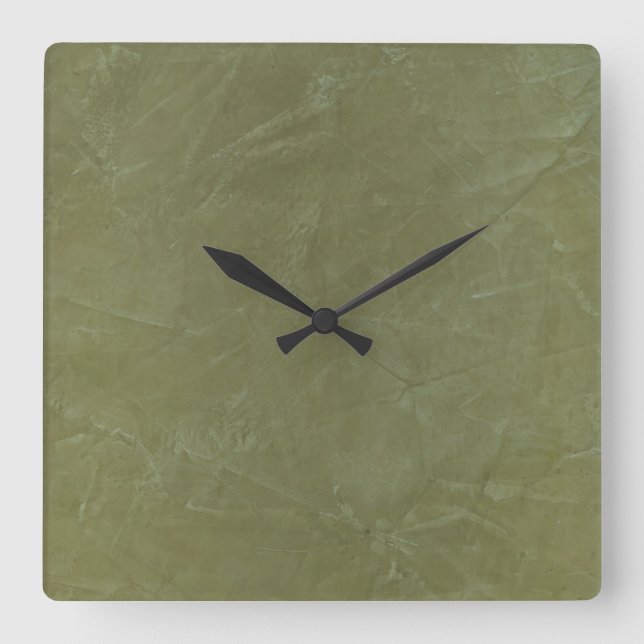 Green Venetian Plaster Square Wallclock (Front)