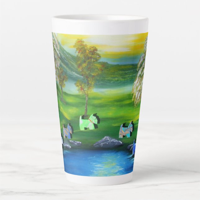 Green Venus Scotties at the Pond Latte Mug (Front)