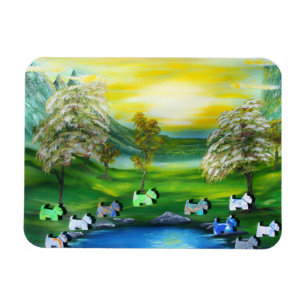 Green Venus Scotties at the Pond Magnet