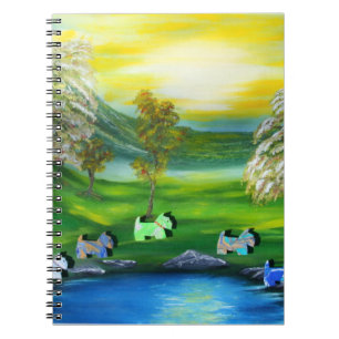 Green Venus Scotties at the Pond Notebook