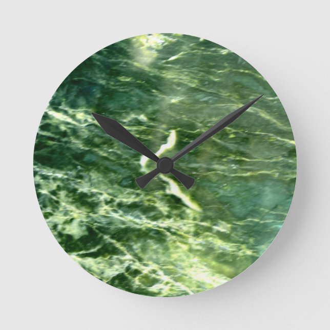 Green Verde Alpi Marble Round Clock (Front)