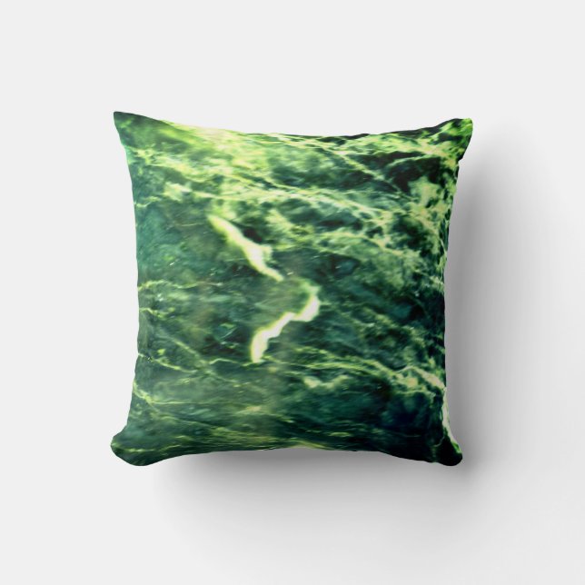 Green Verde Alpi Marble Throw Pillow (Front)