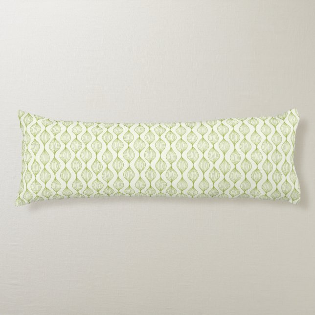 Green vertical ogee pattern background body pillow (Front)