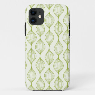 Green vertical ogee pattern background iPhone 11 case