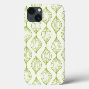 Green vertical ogee pattern background iPhone 13 case