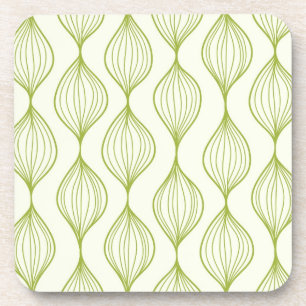 Green vertical ogee pattern background coaster