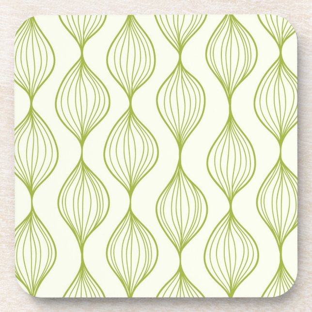 Green vertical ogee pattern background coaster (Front)