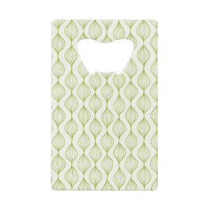 Green vertical ogee pattern background credit card bottle opener