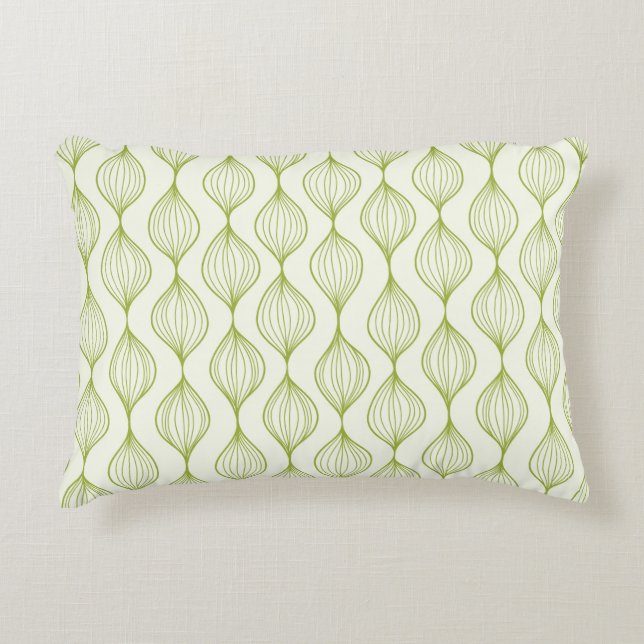Green vertical ogee pattern background decorative pillow (Front)