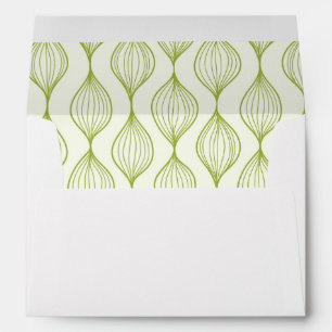 Green vertical ogee pattern background envelope