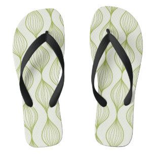 Green vertical ogee pattern background flip flops