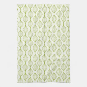 Green vertical ogee pattern background kitchen towel