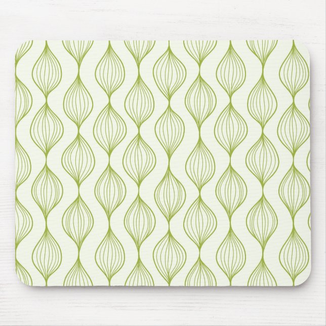 Green vertical ogee pattern background mouse pad (Front)
