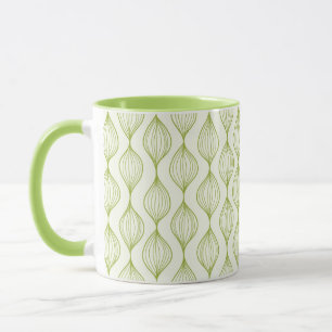 Green vertical ogee pattern background mug