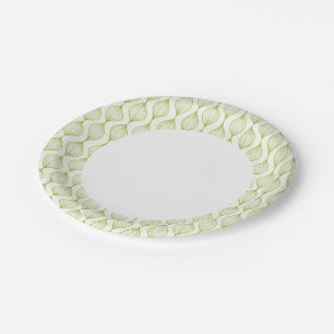 Green vertical ogee pattern background paper plate